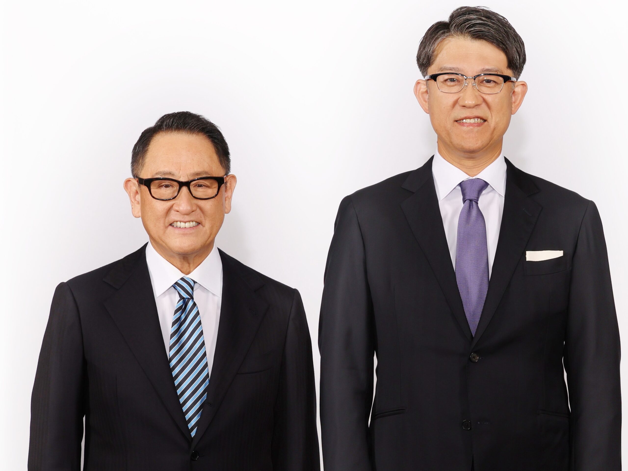 Akio Toyoda (left) will be succeeded as CEO of Toyota Motor Corporation by Koji Sato.