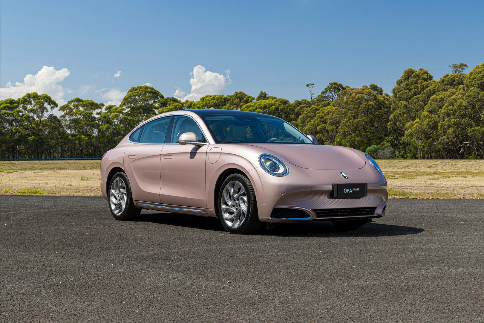 Front three-quarter view of the GWM Ora Sport.