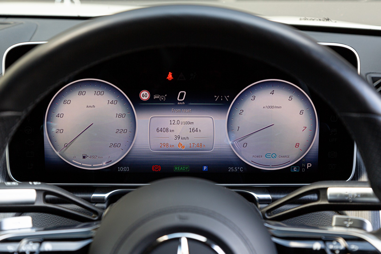 W223 Mercedes-Benz S-Class digital instrument cluster.