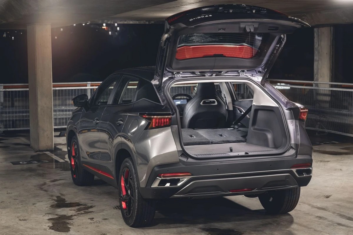 The utility space offered by the Omoda C5's load bay can be increased by folding the 60/40-split rear seat forward. 