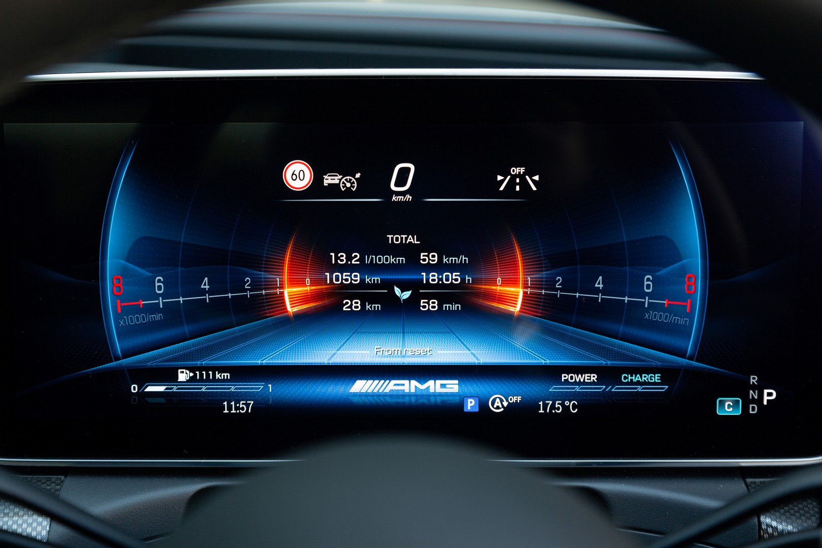 2023 Mercedes-AMG C43 4Matic's digital instrument cluster.