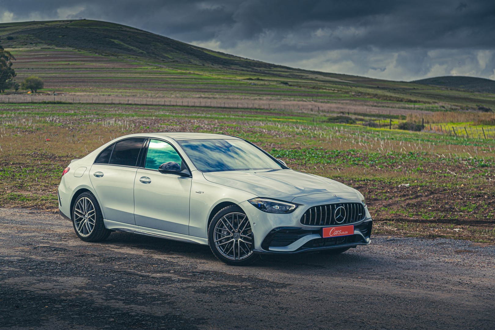2023 Mercedes-AMG C43 4Matic front three-quarter view.