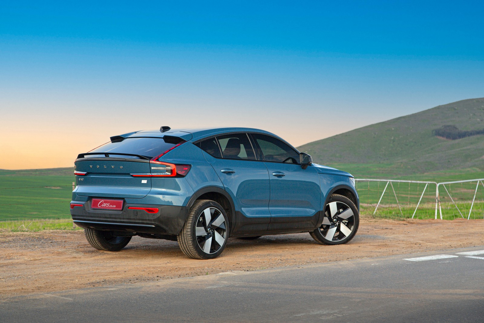 Volvo C40 P8 Recharge Twin AWD Ultimate rear three-quarter view.