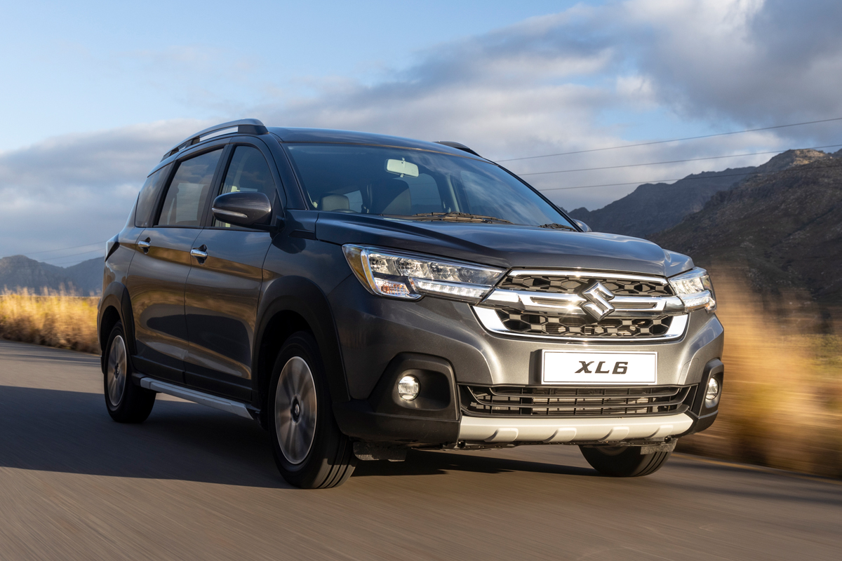 Suzuki XL6 front three-quarter view.