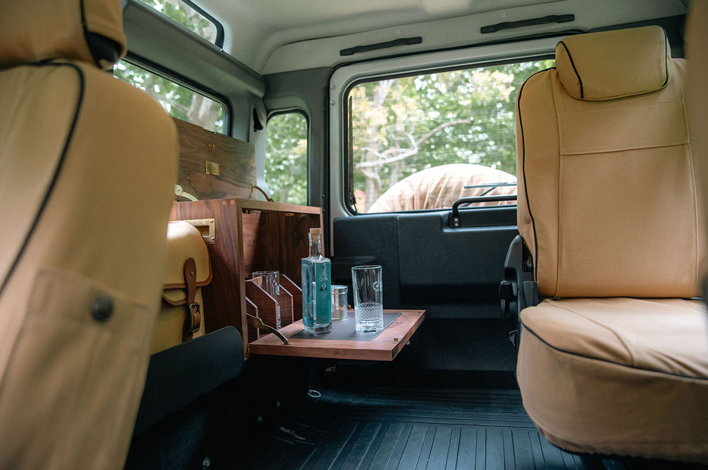 A custom cabinet in a Journeymen Workshop Land Rover Defender