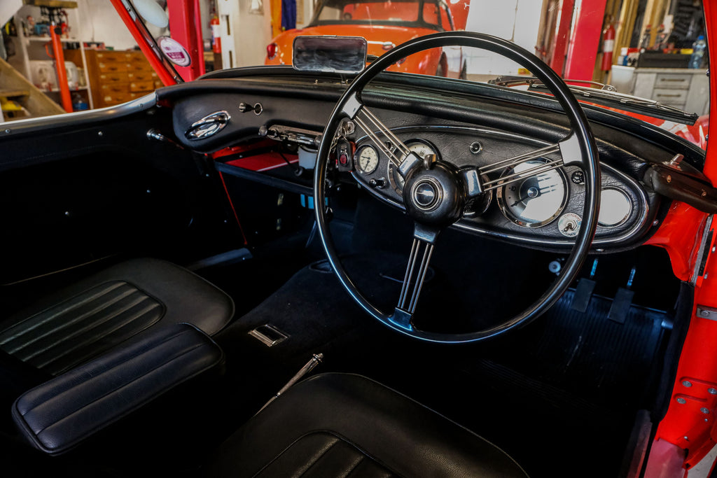 Austin-Healey 3000 dashboard and steering wheel