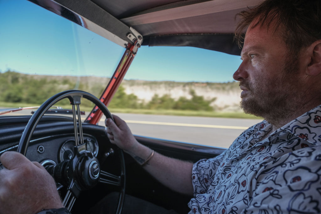 Gero Lilleike at the 'wheel of an Austin-Healey