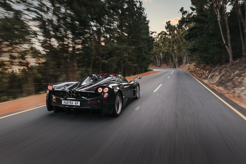 Pagani Huayra Roadster rear tracking shot