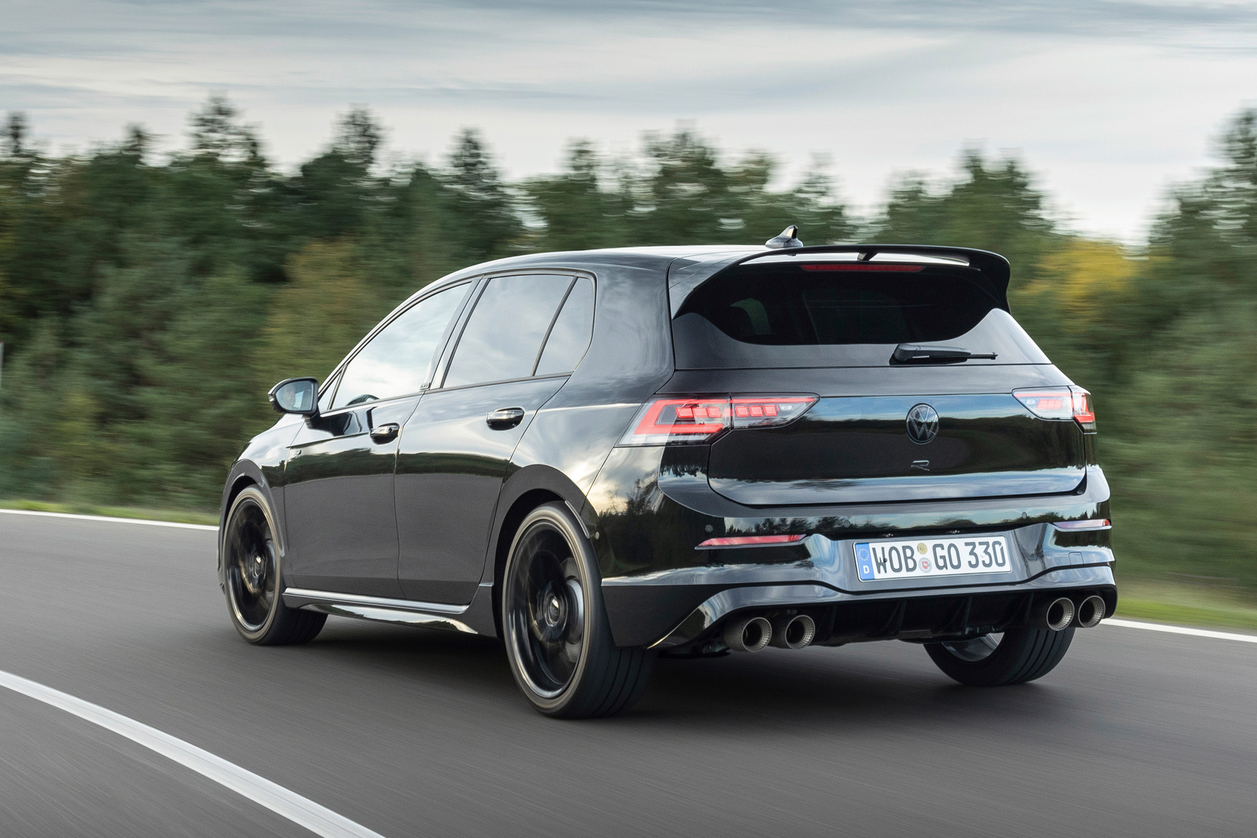 VW Golf 8.5 R rear three-quarter tracking shot