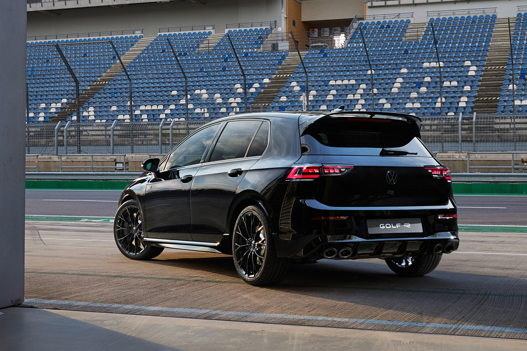 VW Golf 8.5 R rear three-quarter view