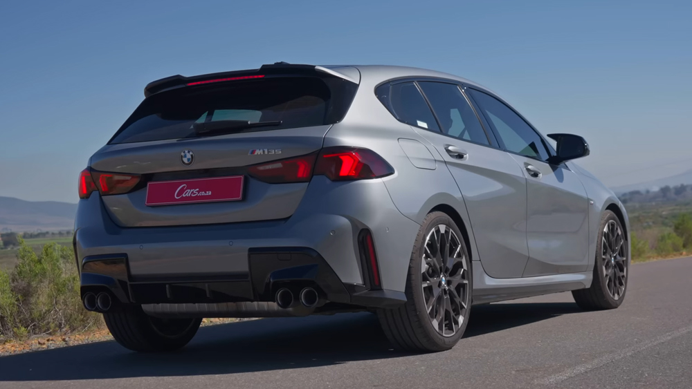 BMW M135 xDrive rear three-quarter view