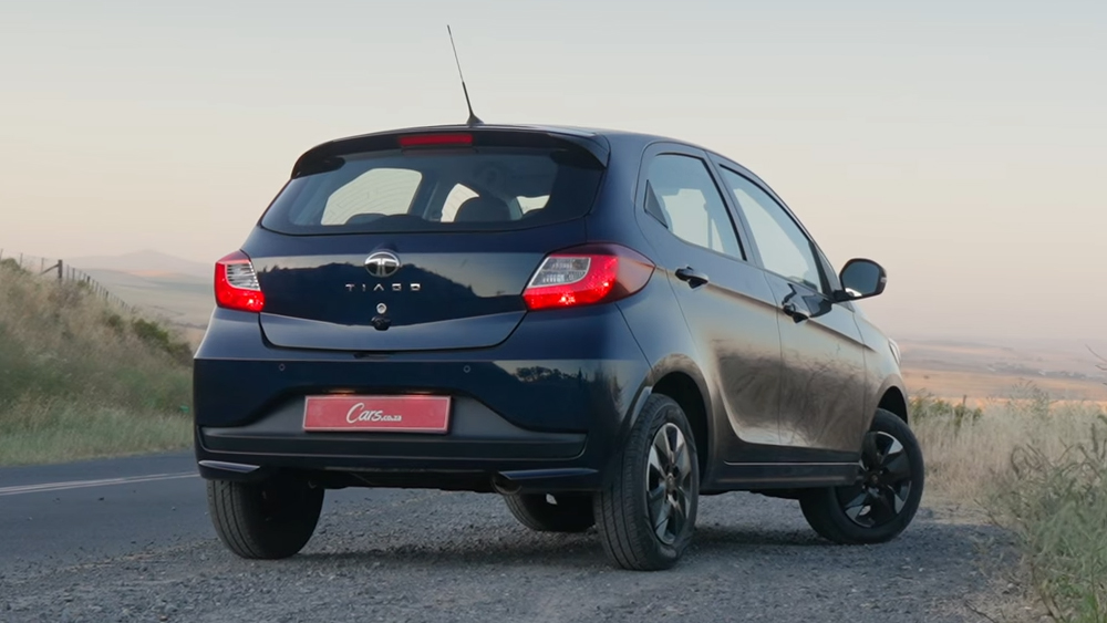 Tata Tiago rear three-quarter view