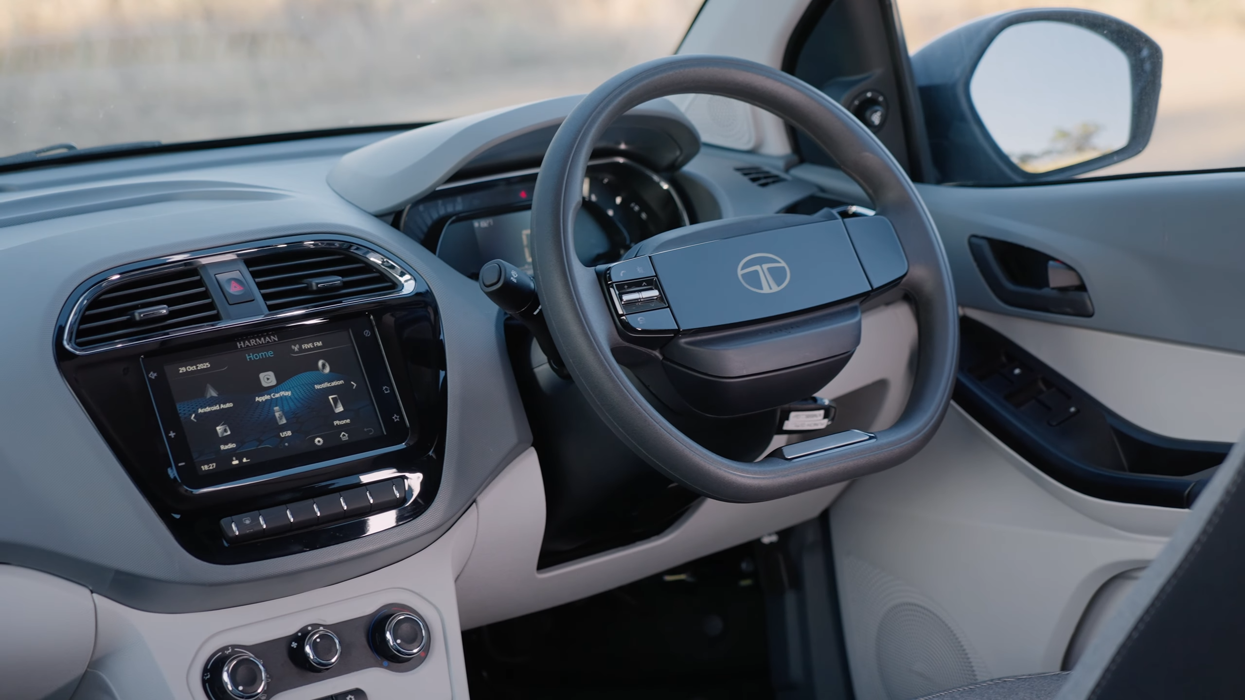 Tata Tiago front of cabin